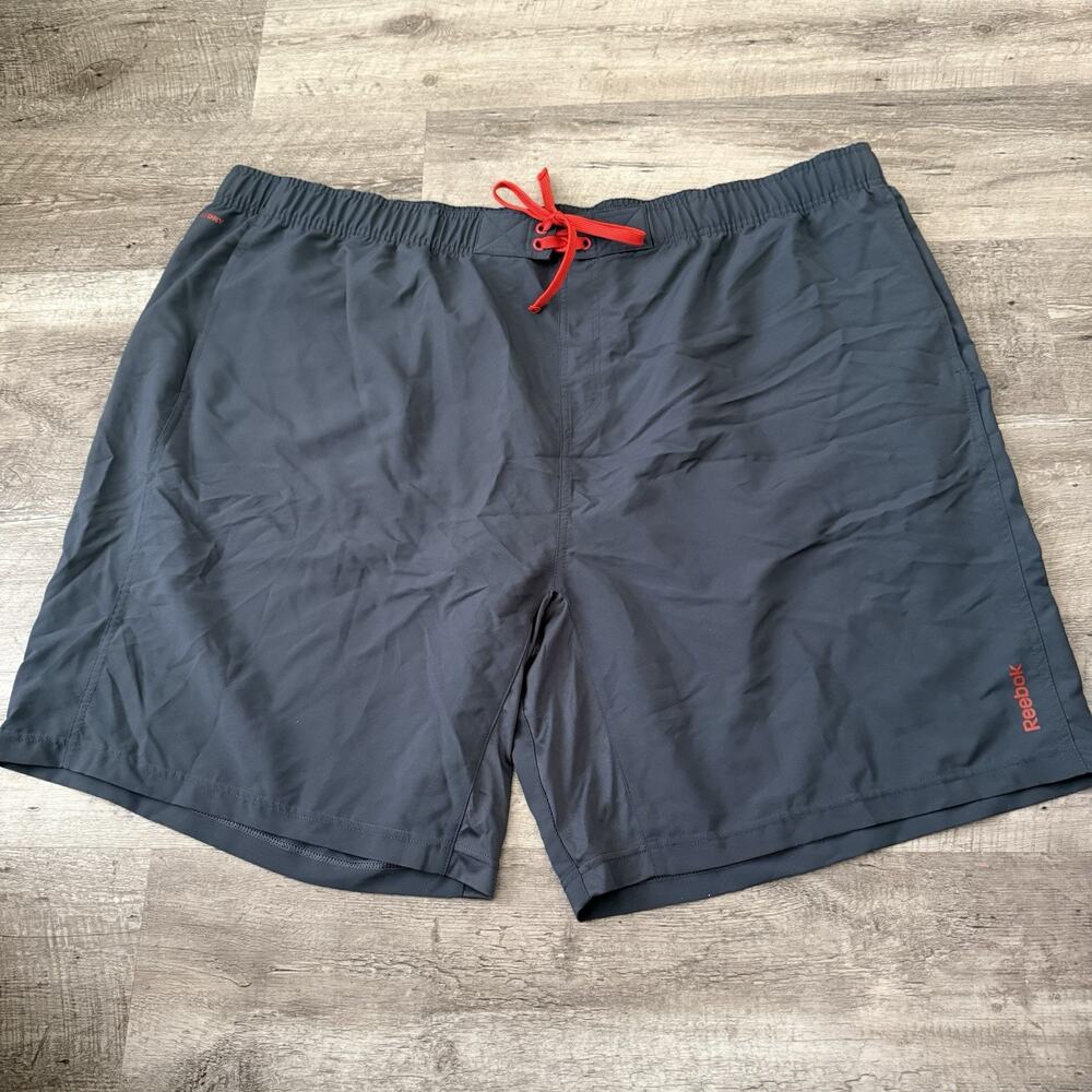 Reebok Play Dry Athletic Shorts Mens 4XL Big Tall Gray Elastic Drawstring Light